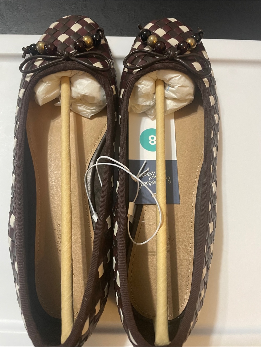 Universal Thread Brown & Cream Woven flats Size 8 NWT no box